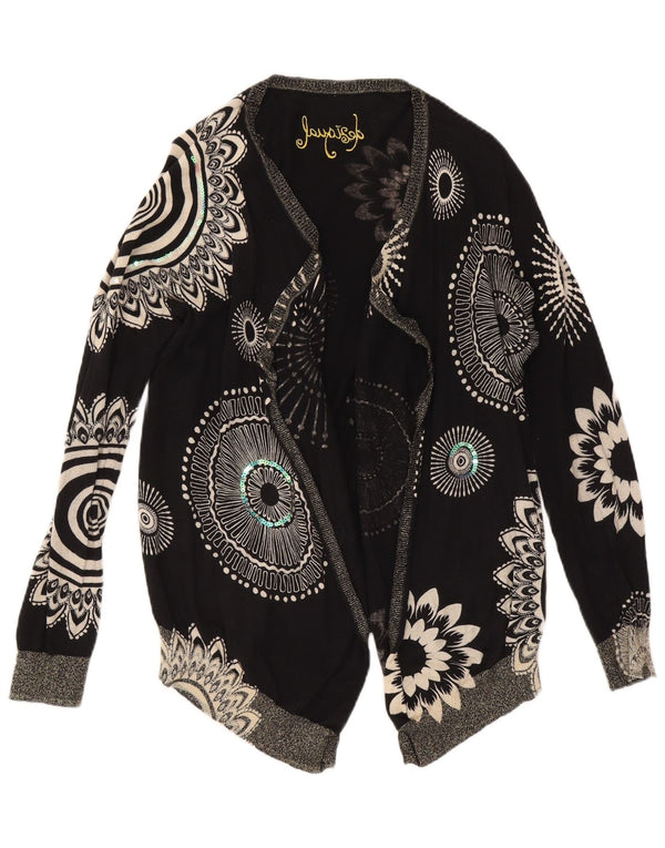 Женский открытый кардиган Desigual UK 14, средний черный с цветочным принтом