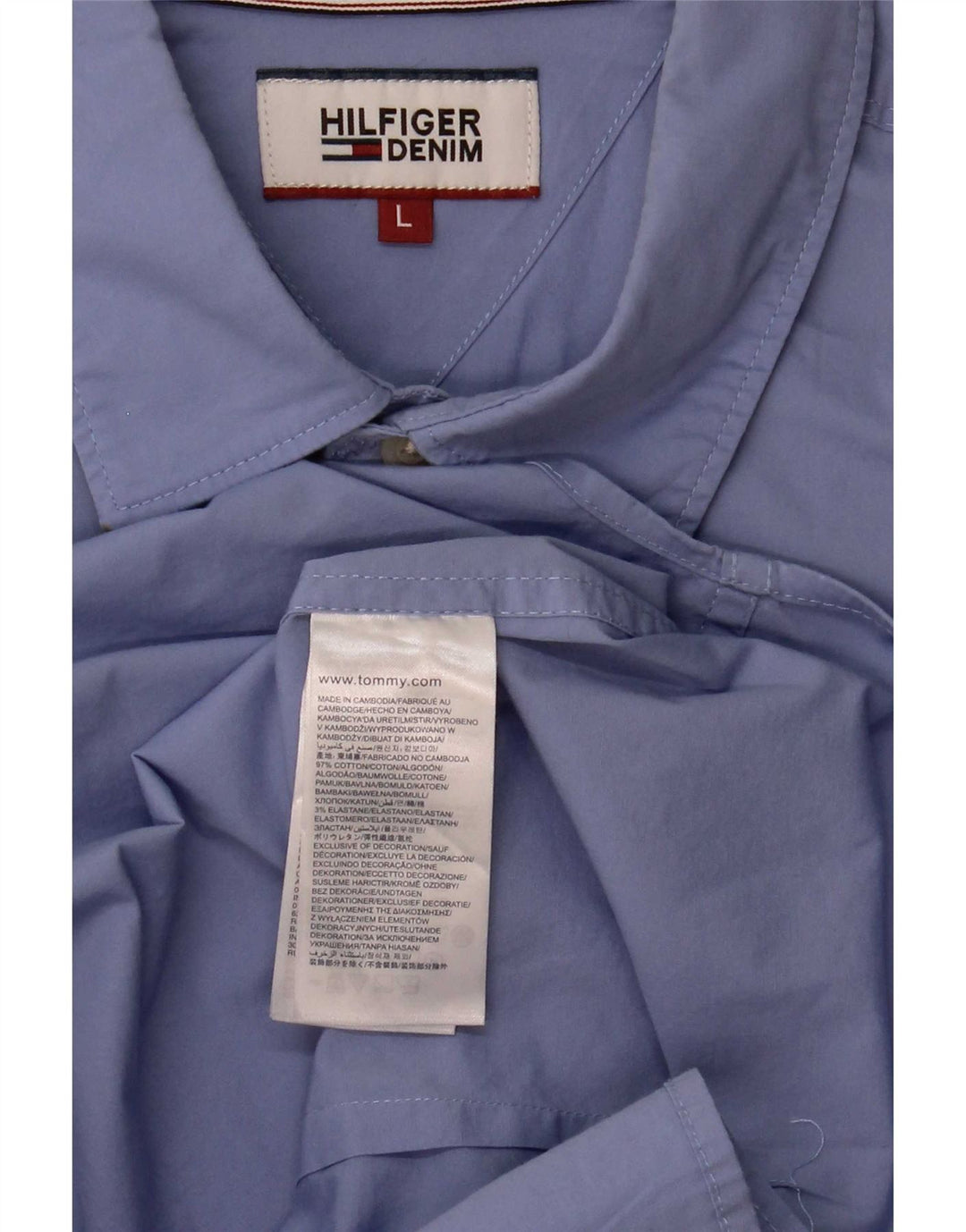 Мужская рубашка узкого кроя Tommy Hilfiger, большой синий хлопок