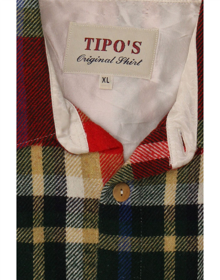 TIPO' S Mens Flannel Shirt XL Red Check Polyester Vintage Tipo' S and Second-Hand Tipo' S from Messina Hembry 