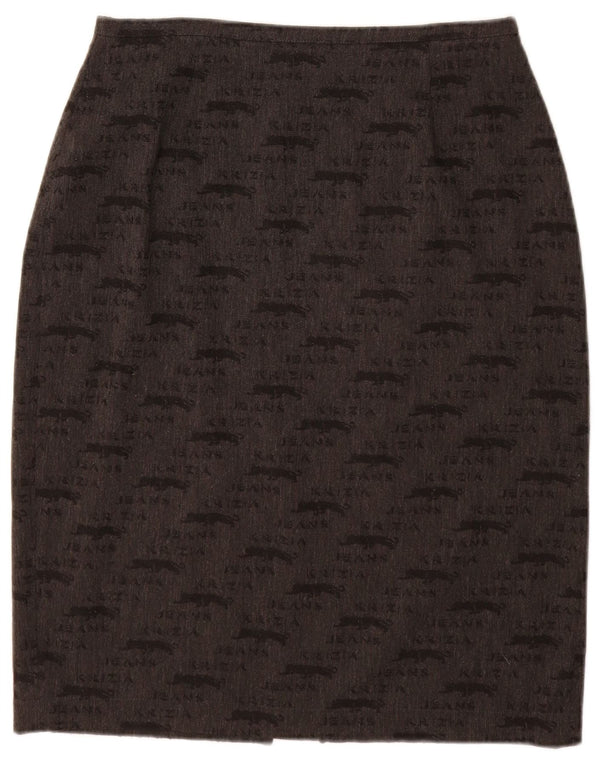 KRIZIA JEANS Женская юбка-карандаш с рисунком UK 12 Medium W28 Серая