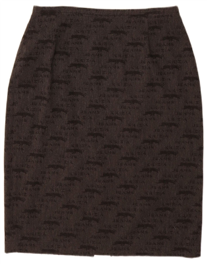 KRIZIA JEANS Женская юбка-карандаш с рисунком UK 12 Medium W28 Серая
