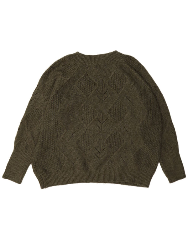 Женский свободный джемпер с круглым вырезом Marks & Spencer UK 18 XL, зеленый