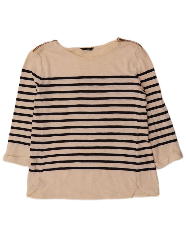 Женский топ Massimo Dutti с рукавом 3/4 UK 12, хлопок среднего размера с белой полоской
