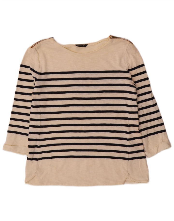 Женский топ Massimo Dutti с рукавом 3/4 UK 12, хлопок среднего размера с белой полоской