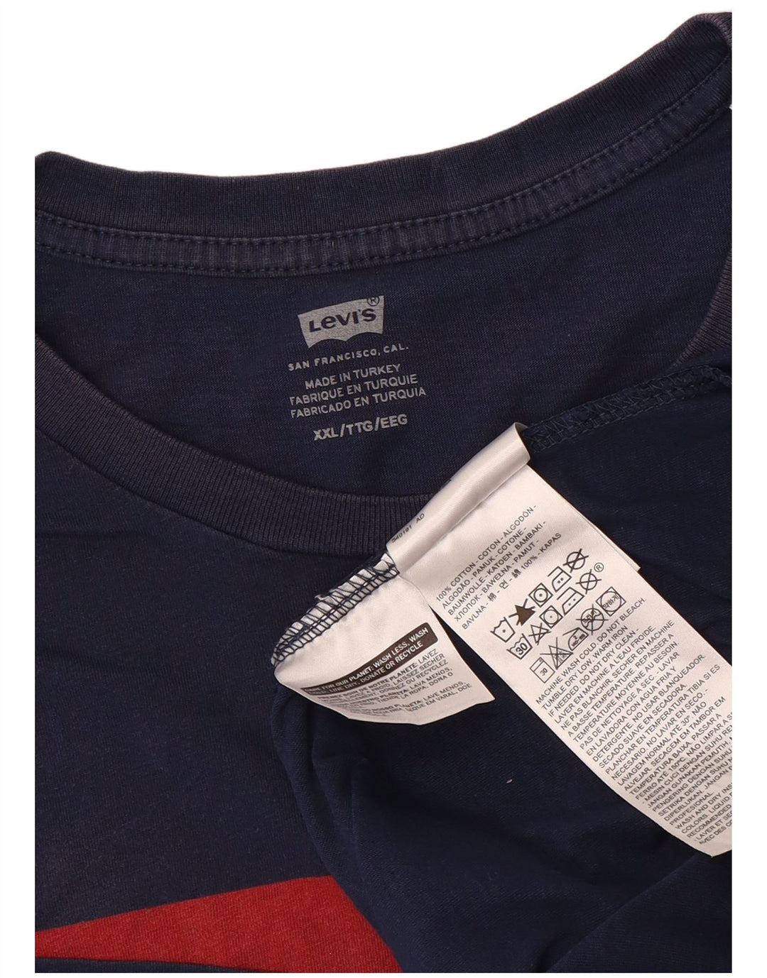 Мужская футболка с рисунком Levi's, топ 2XL, темно-синий, хлопок