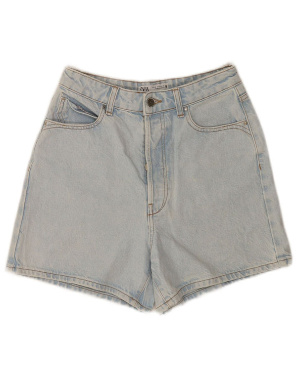 Женские джинсовые шорты с высокой талией Zara EU 38, маленькие W28, синие