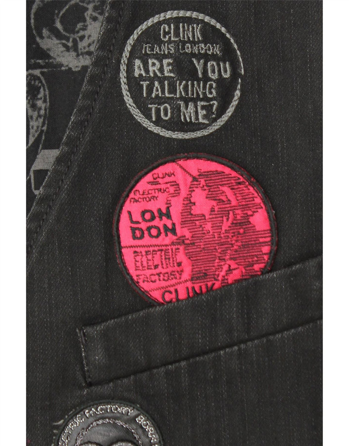 Мужской жилет Clink Jeans London с графическим рисунком, большой черный хлопковый