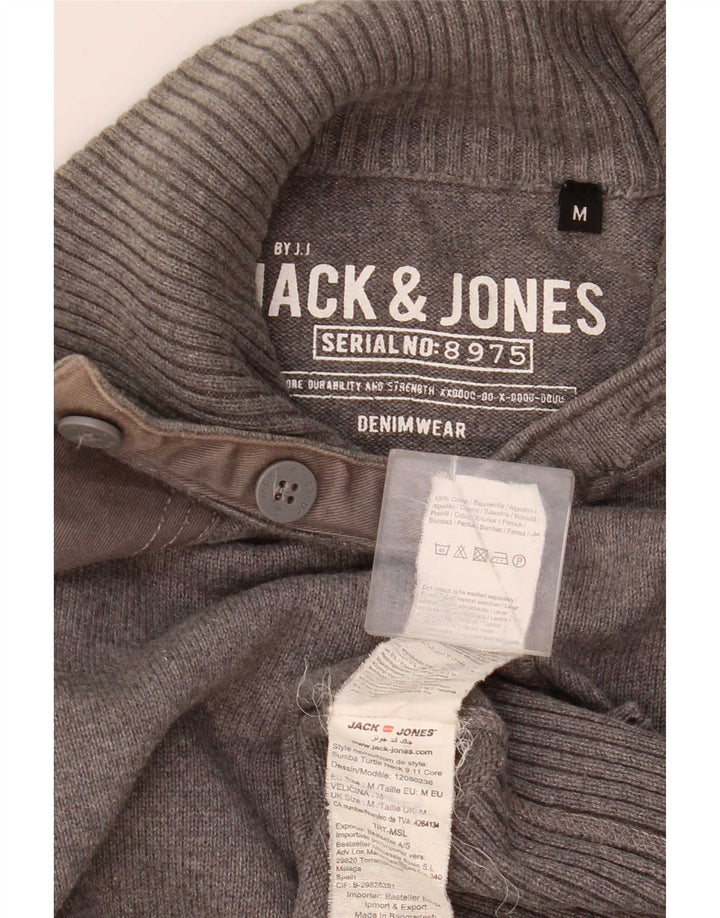 Мужской джемпер с воротником на пуговицах Jack & Jones, средний серый