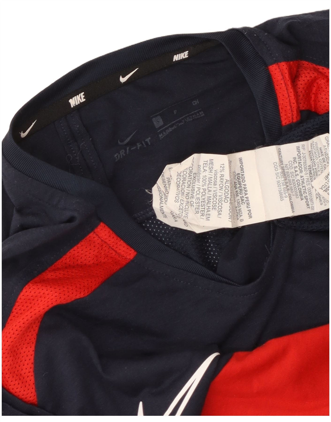 Мужская футболка Nike Dri Fit, маленькая, темно-синяя, полиэстер с цветными блоками