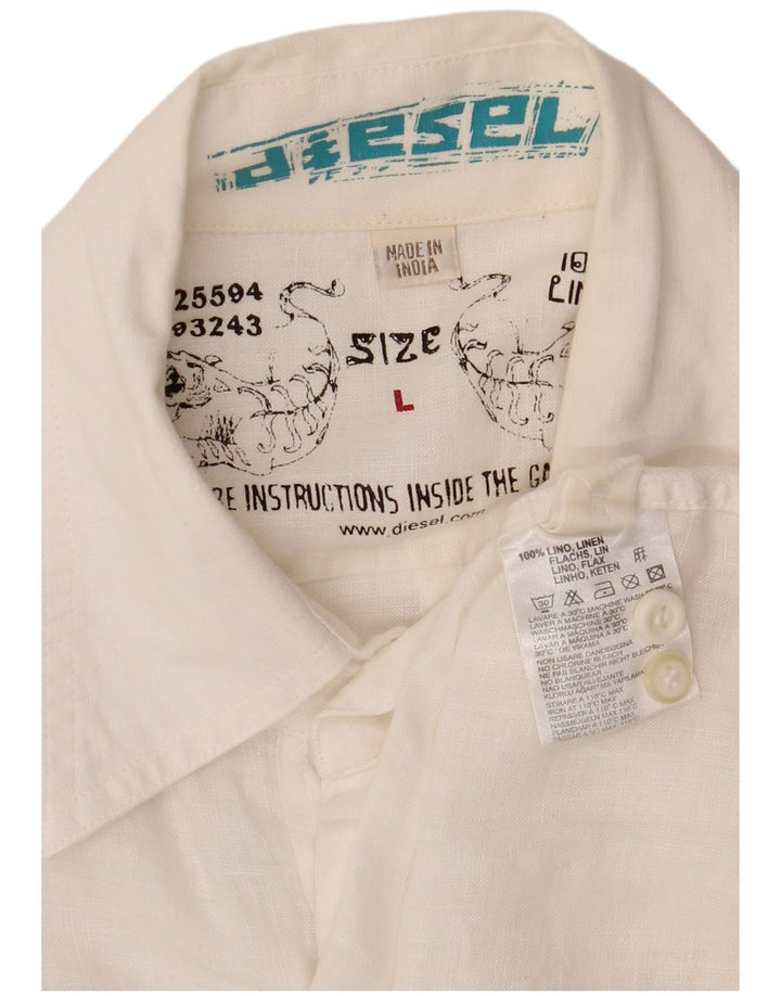 Мужская рубашка с рисунком Diesel, большая белая льняная рубашка