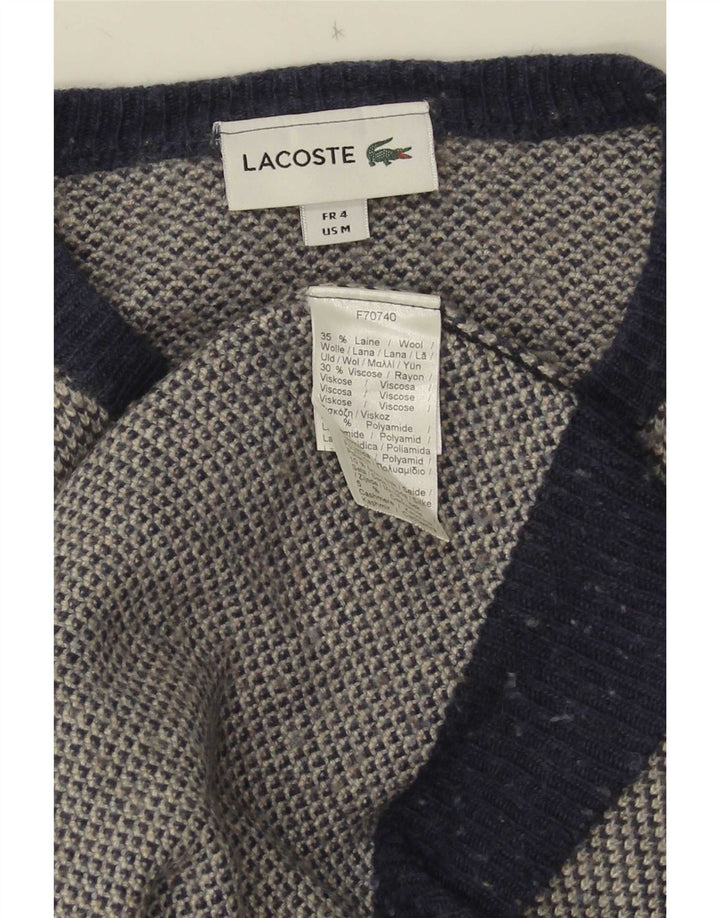 Мужской свитер Lacoste с круглым вырезом, размер 4, средний, темно-синий, шерстяной с крапинками
