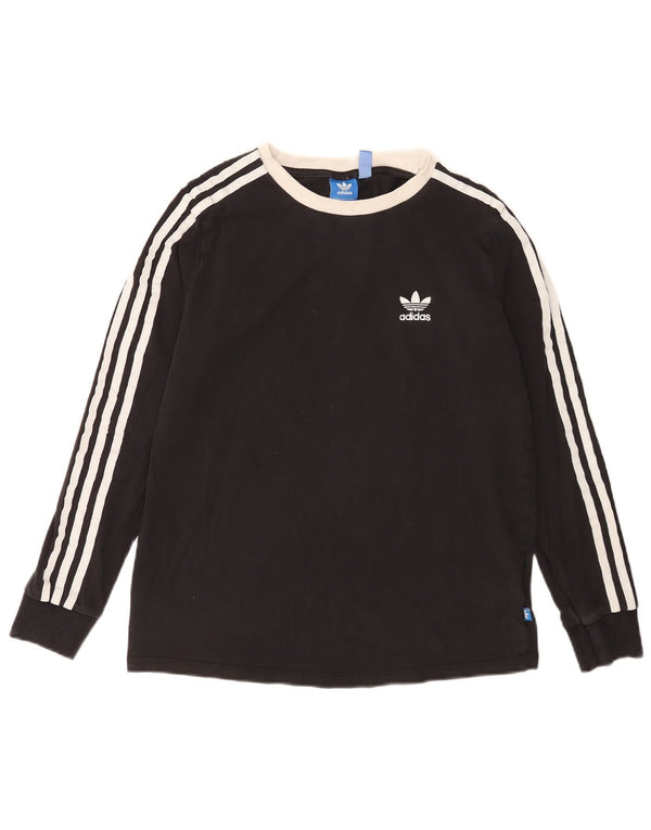 Женский топ Adidas с длинным рукавом UK 14, средний черный хлопок, черный