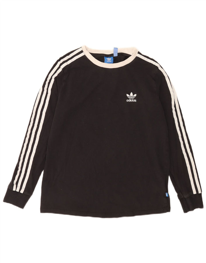 Женский топ Adidas с длинным рукавом UK 14, средний черный хлопок, черный