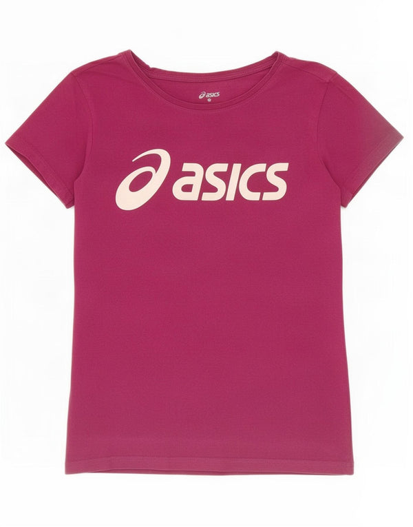 Женская футболка с рисунком Asics Top UK 12, средний фиолетовый хлопок