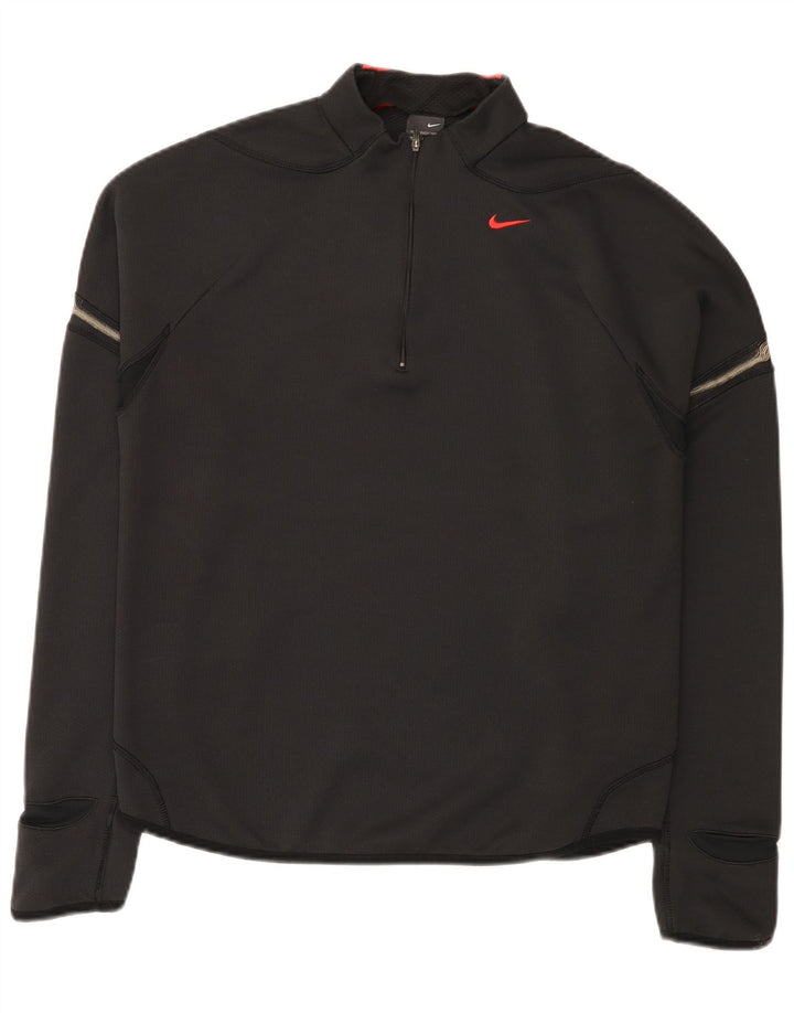 Мужской топ Nike с воротником на молнии с длинным рукавом, Великобритания 42/44, большой черный полиэстер