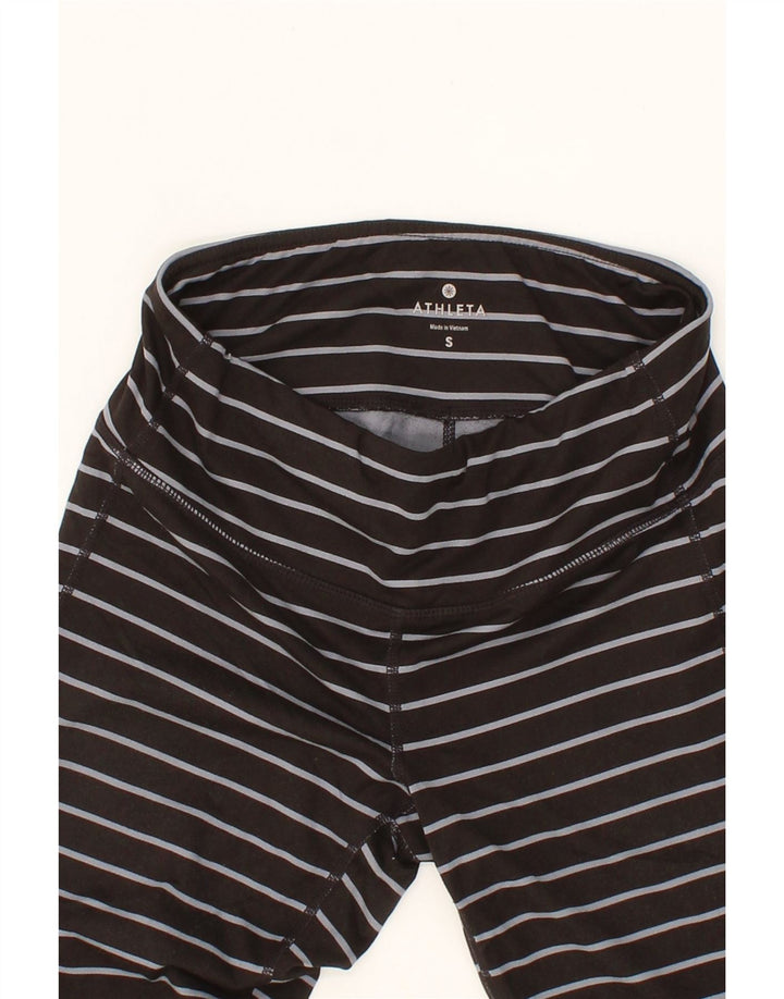 ATHLETA Womens Leggings UK 8 Small  Black Striped Polyester Vintage Athleta and Second-Hand Athleta from Messina Hembry 