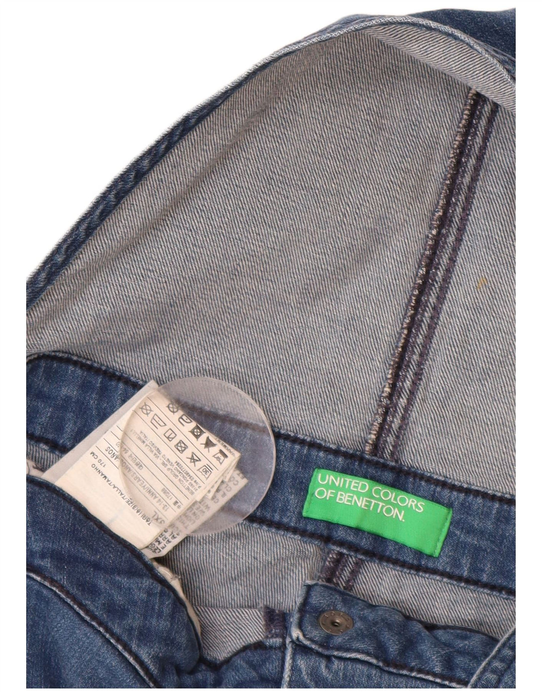 BENETTON Girls Distressed Dungarees Denim Shorts 13-14 Years 3XL W30  Blue