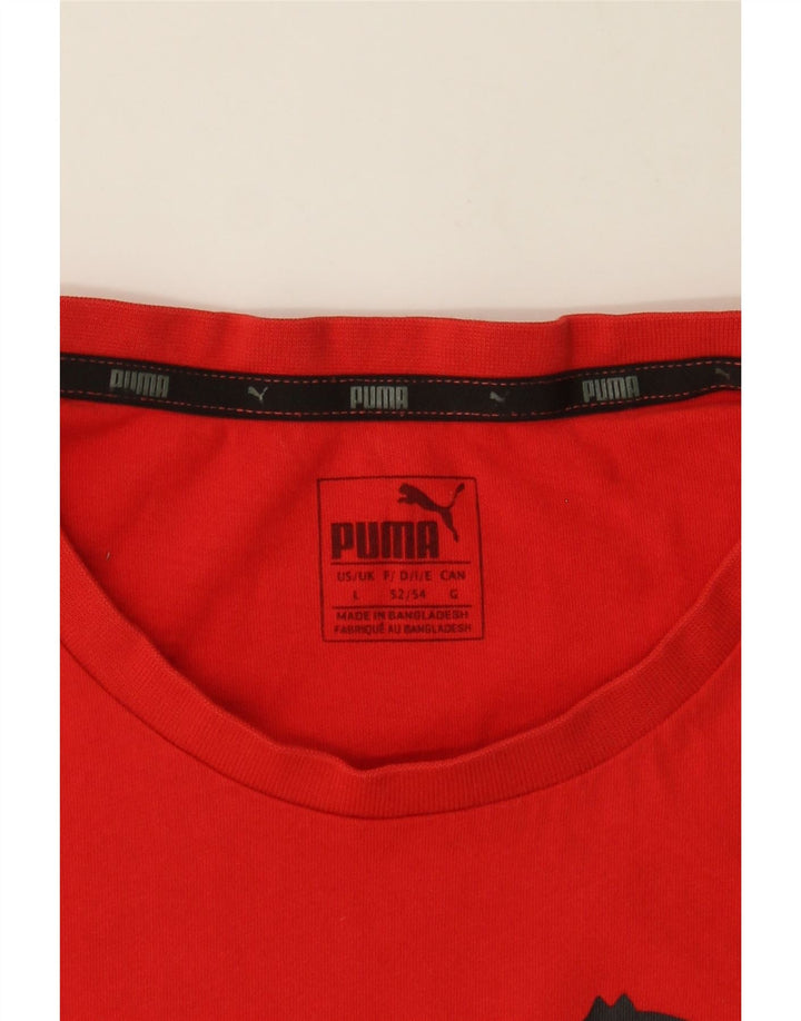 PUMA Mens Graphic T-Shirt Top Large Red Cotton Vintage Puma and Second-Hand Puma from Messina Hembry 