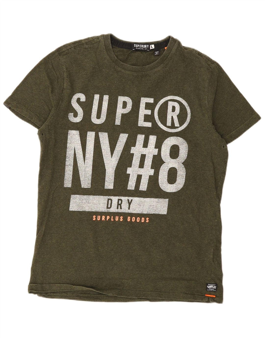 Мужская футболка с рисунком Superdry, большой хлопок цвета хаки