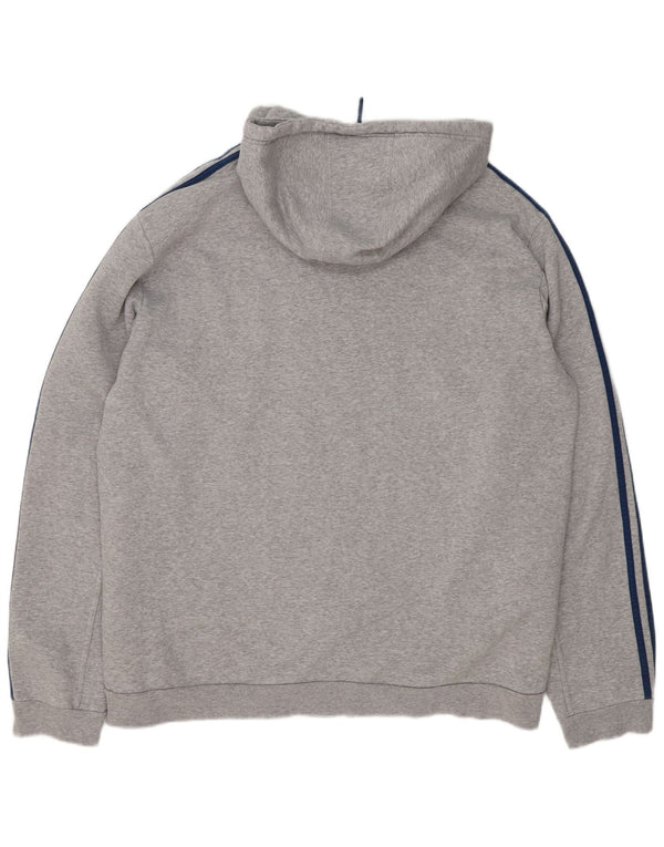 Мужской свитер с капюшоном на молнии Adidas 2XL, серый хлопок с крапинками