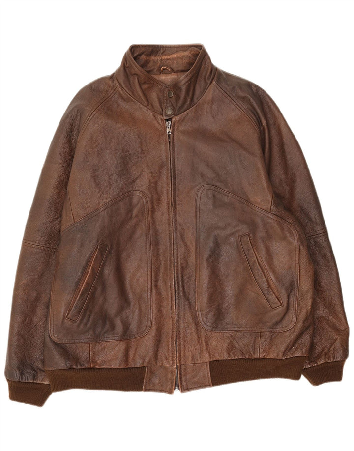 VINTAGE Mens Leather Jacket UK 42 XL Brown Leather