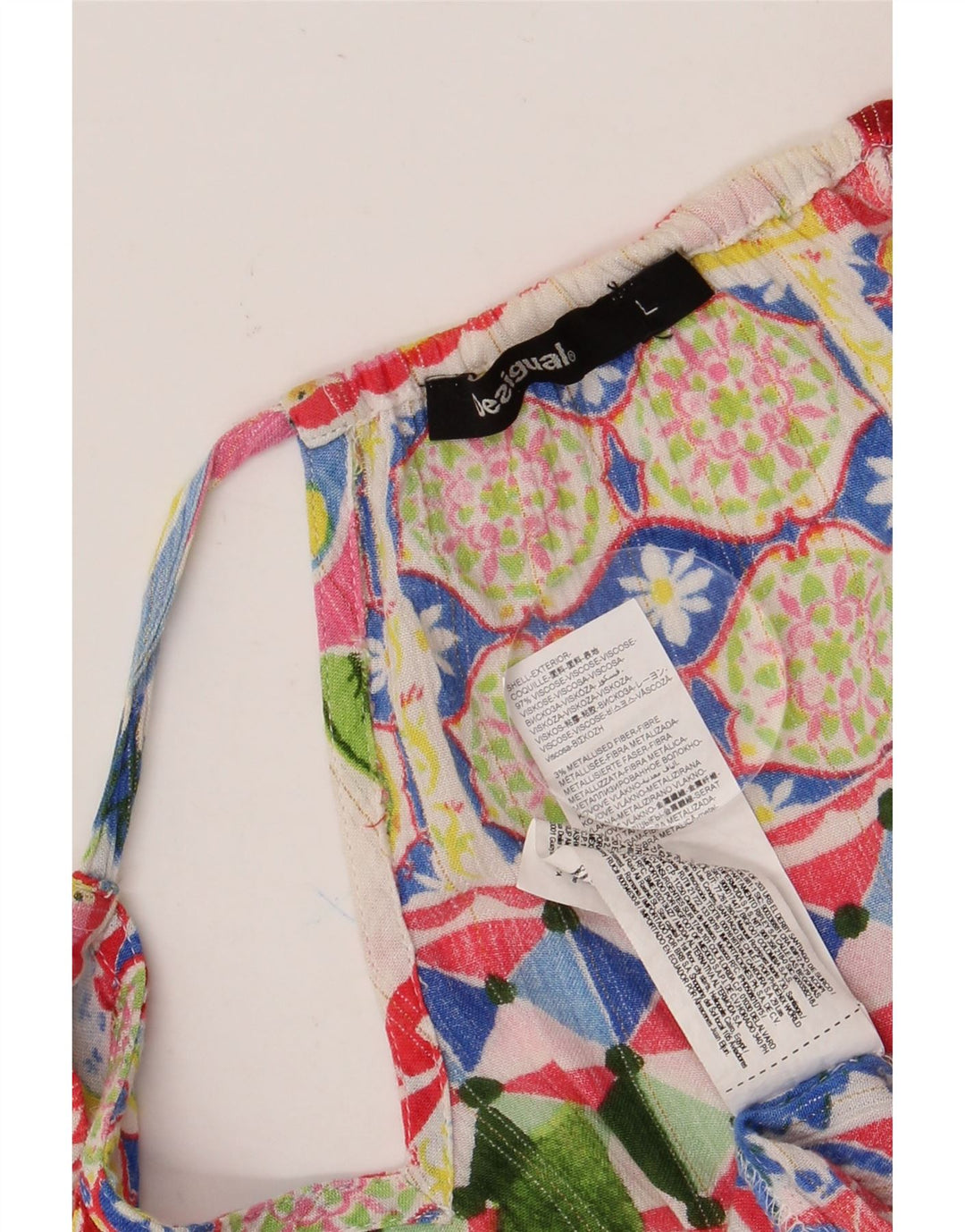 DESIGUAL Женская блузка оверсайз-топ UK 16, большой разноцветный цветочный принт