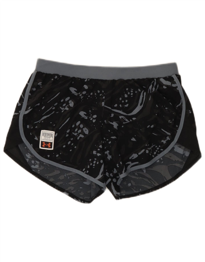 Женские спортивные шорты Under Armour UK 14, средние черные пятнистые полиэстеровые шорты