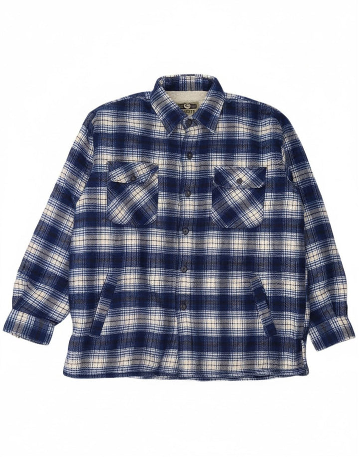 Винтажная мужская фланелевая рубашка Lumberjack, большая синяя клетка, акрил