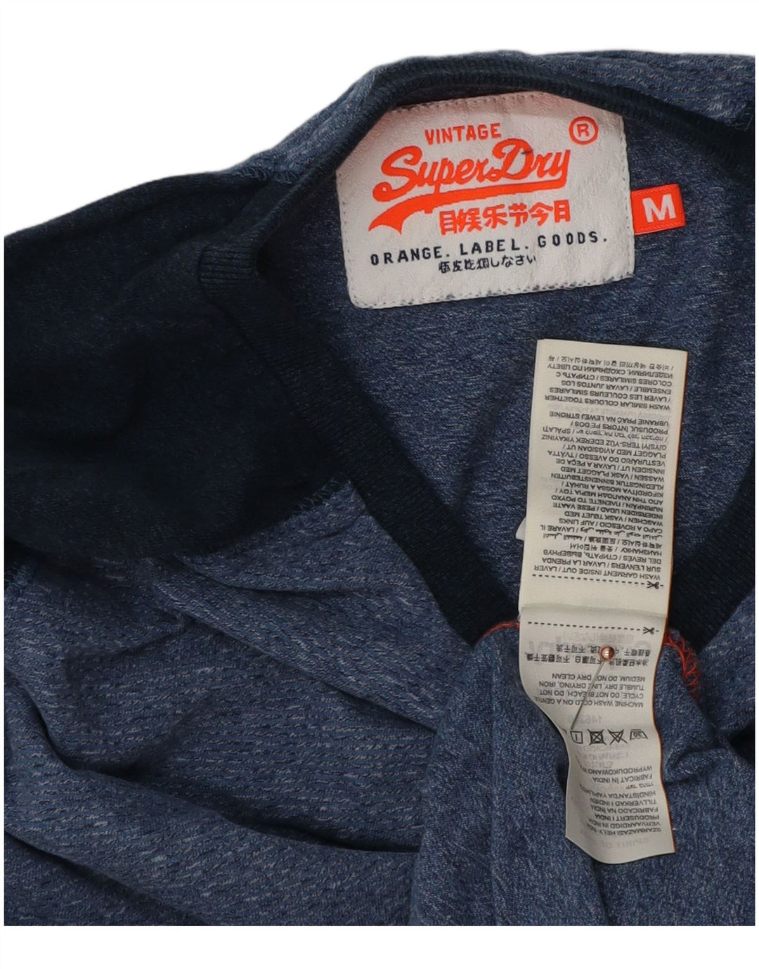 Мужской топ Superdry с длинным рукавом, средний синий, хлопок с цветными блоками
