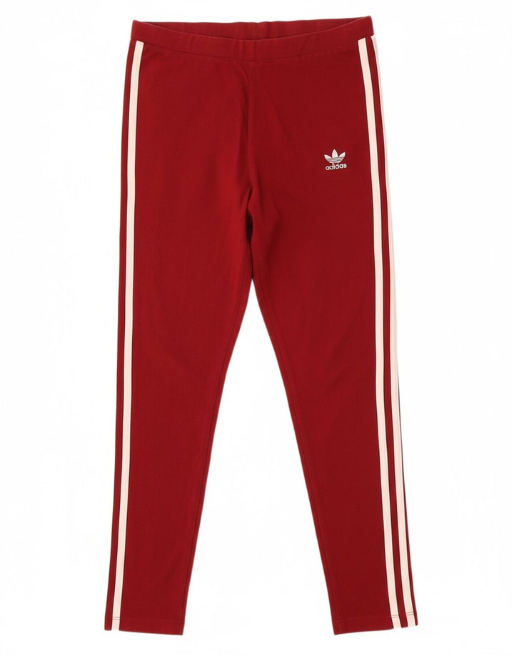 ADIDAS Womens Leggings UK 10 Small  Red Cotton