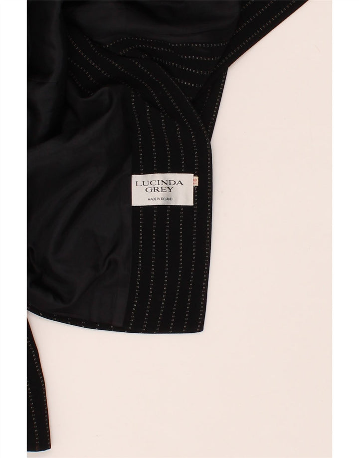 VINTAGE Womens 3 Button Blazer Jacket UK 16 Large Black Striped Vintage Vintage and Second-Hand Vintage from Messina Hembry 