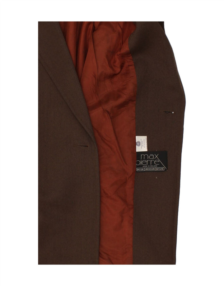 MAX PIERRE Womens Double Breasted Blazer Jacket UK 14 Large Brown Wool Vintage Max Pierre and Second-Hand Max Pierre from Messina Hembry 
