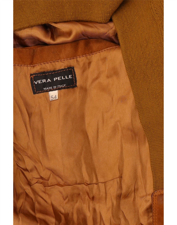 Мужская замшевая куртка-бомбер VINTAGE IT 54 2XL Коричневая кожаная