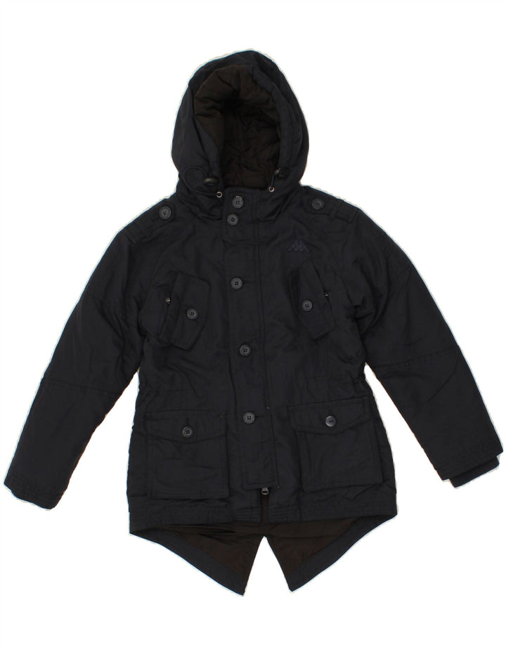 KAPPA Boys Hooded Parka Jacket 7-8 Years Medium  Navy Blue Nylon Vintage Kappa and Second-Hand Kappa from Messina Hembry 