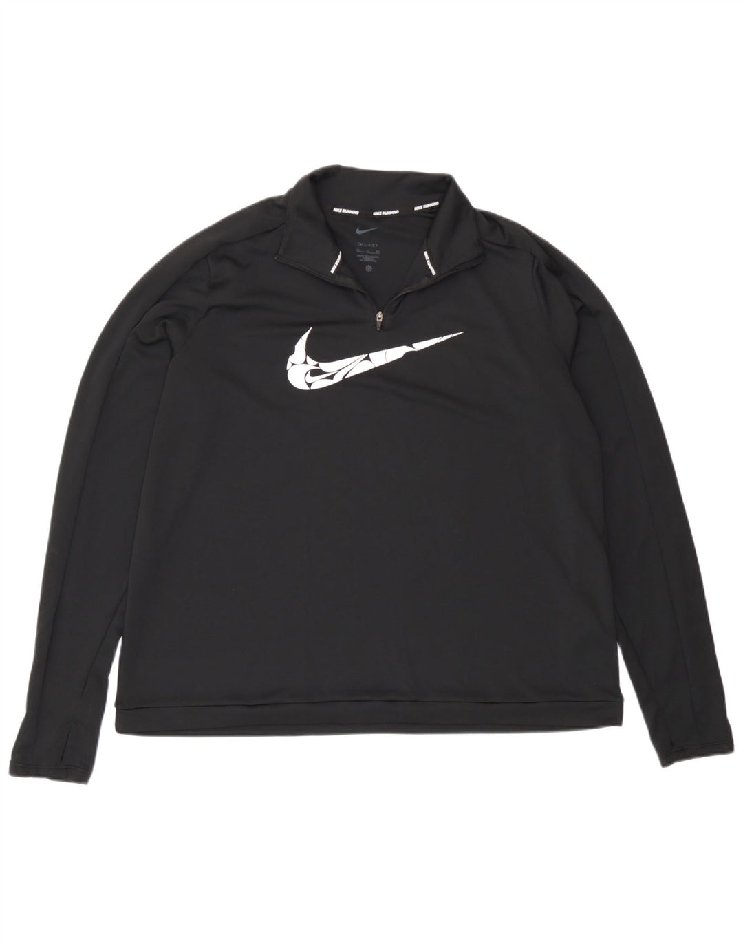 Женский спортивный костюм Nike Dri Fit с графическим воротником на молнии, Великобритания 18 XL, черный