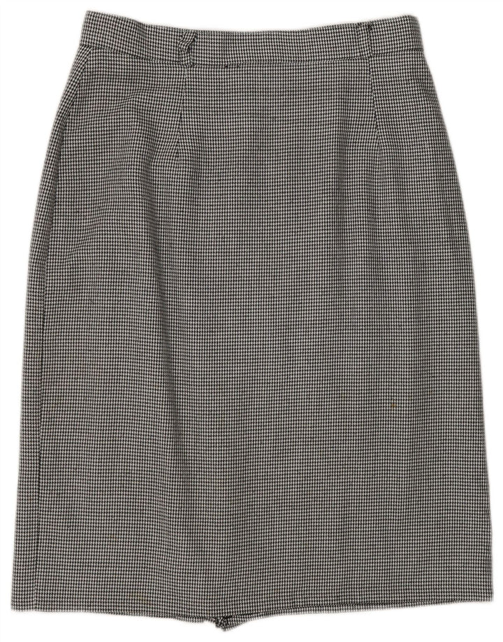 СТ. BERNARD Женская прямая юбка миди UK 16, большая W30, черная с узором "гусиные лапки"