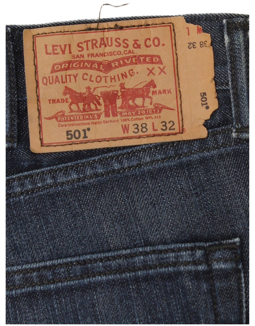 Мужские прямые джинсы Levi's 501 W38 L30 темно-синие, хлопок