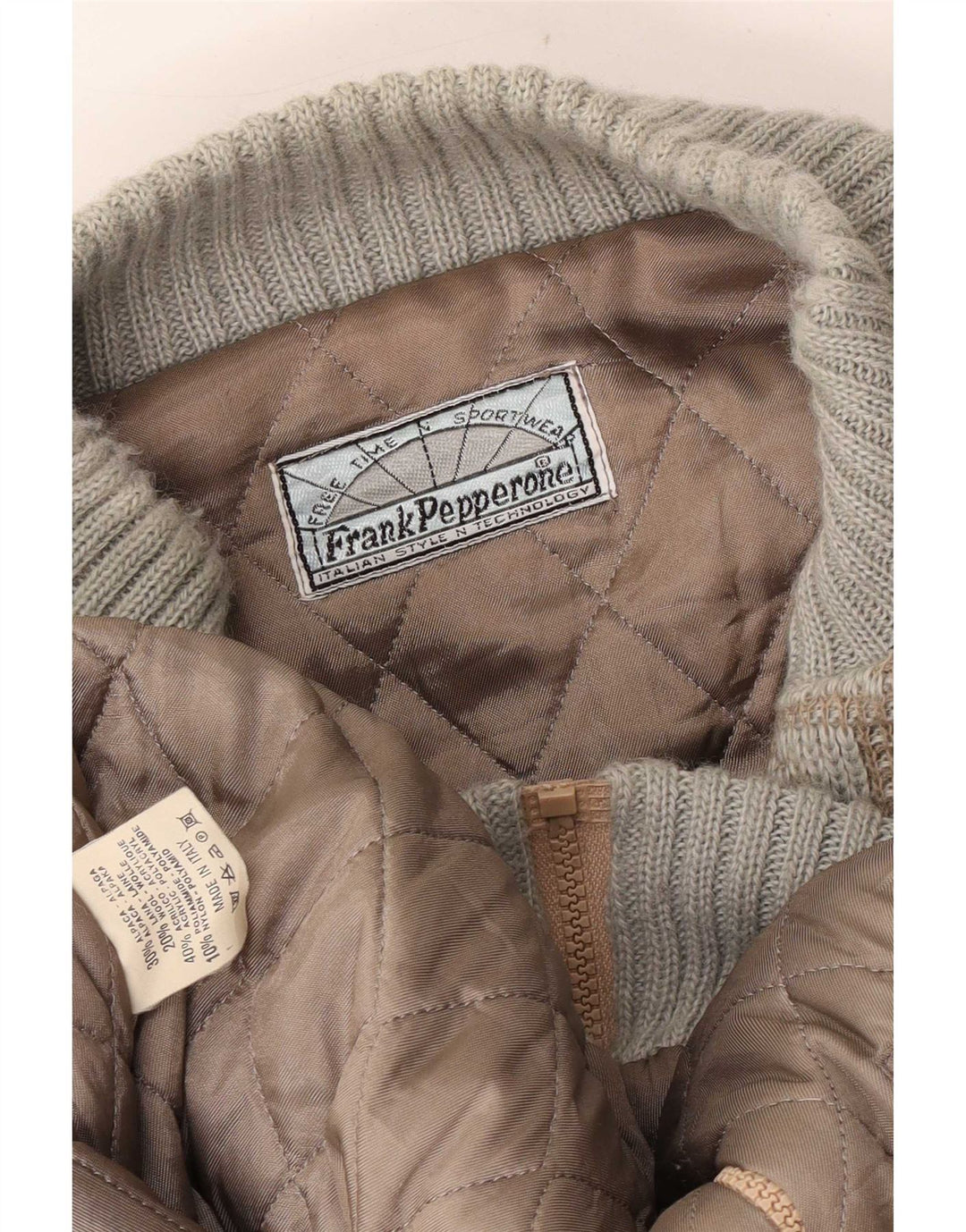 Мужская вязаная куртка-бомбер Frank Pepperone UK 42 XL зеленая с геометрическим рисунком