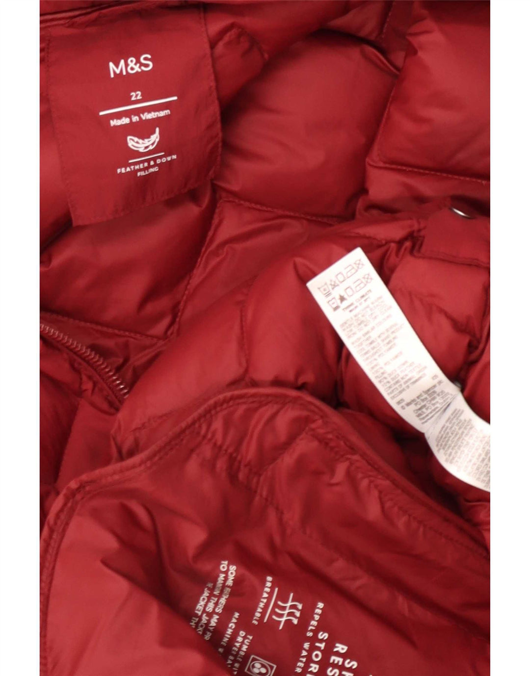Женское стеганое пальто с капюшоном Marks & Spencer UK 22 3XL Красный Полиамид