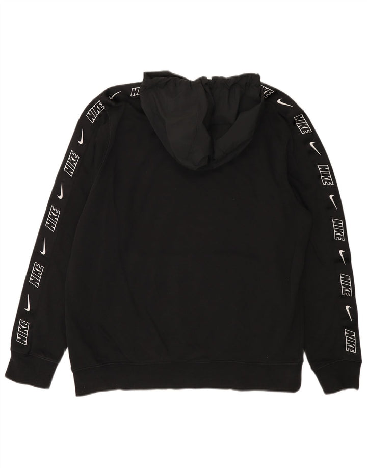 NIKE Mens Hoodie Jumper Large Black Cotton