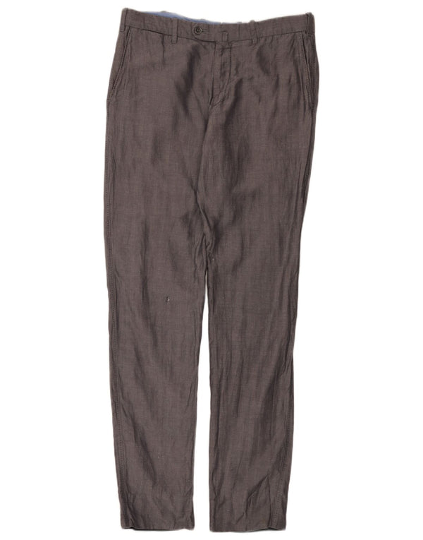 Мужские узкие костюмные брюки Massimo Dutti EU 42, большие W32 L32, серые с узором «елочка»