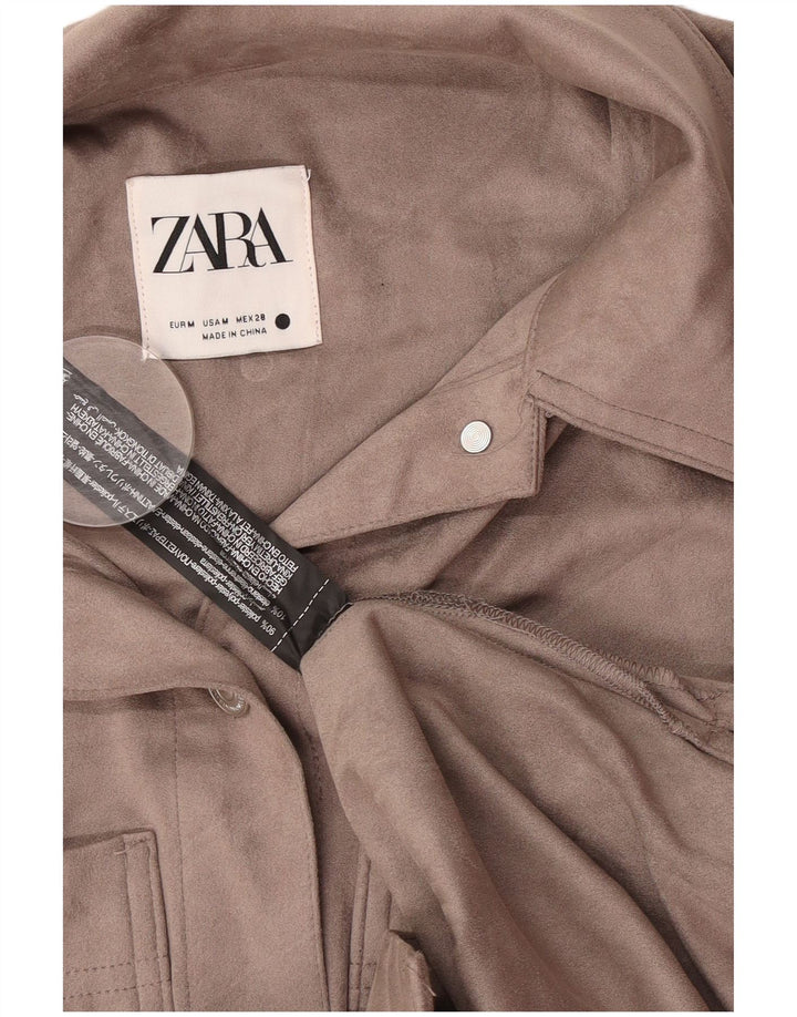 Женская велюровая рубашка Zara UK 14, полиэстер среднего серого цвета