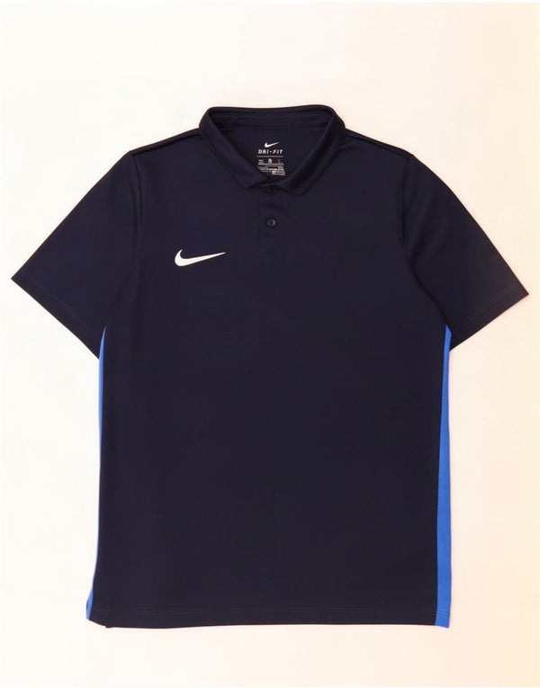 Рубашка-поло Nike Dri Fit для мальчиков 13–14 лет XL, темно-синяя, полиэстер с цветными блоками