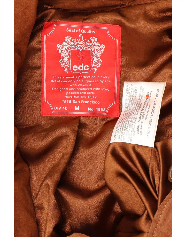 Женская замшевая куртка EDC UK 14, кожа среднего коричневого цвета