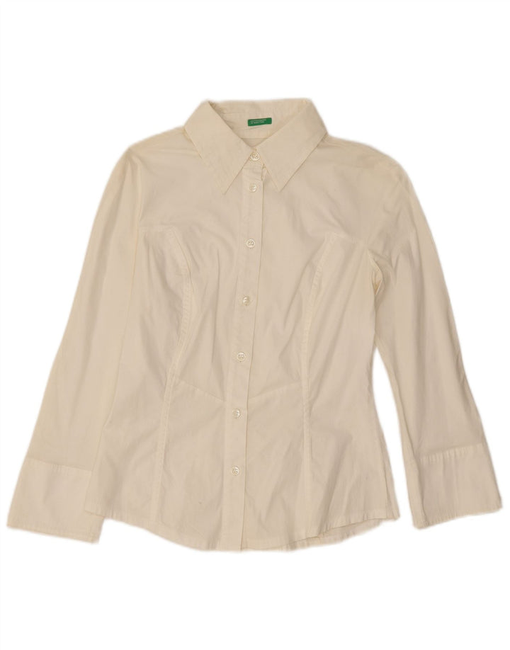 Женская рубашка Benetton UK 10, маленькая, белый хлопок