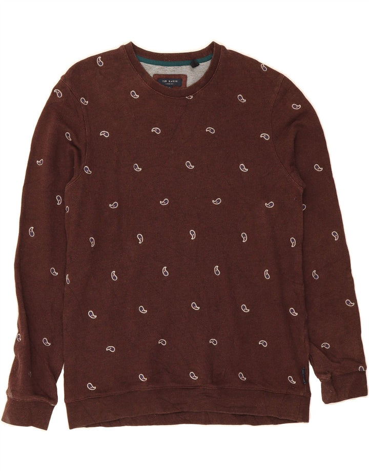 TED BAKER Mens Sweatshirt Jumper Size 3 Medium Brown Paisley Cotton Vintage Ted Baker and Second-Hand Ted Baker from Messina Hembry 