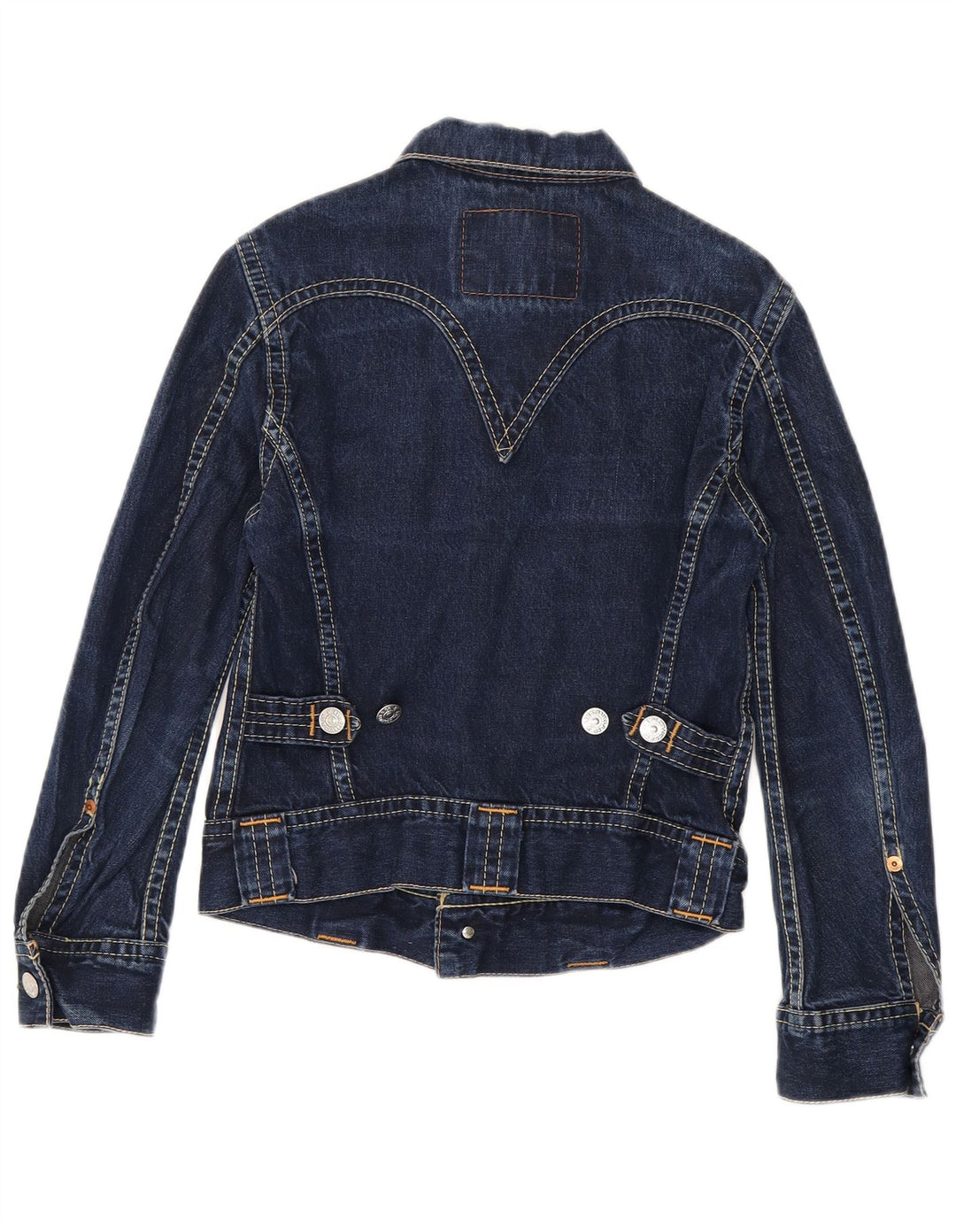 Женская укороченная джинсовая куртка Levi's UK 10, маленькая, синяя, хлопок