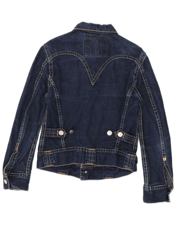 Женская укороченная джинсовая куртка Levi's UK 10, маленькая, синяя, хлопок