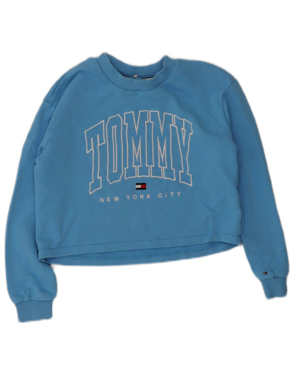 Укороченный джемпер с капюшоном Tommy Hilfiger для мальчиков 13–14 лет, синий