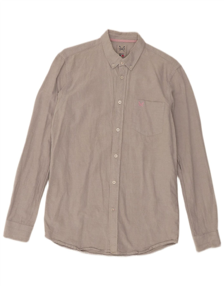 Crew Clothing Мужская рубашка из хлопка среднего серого цвета